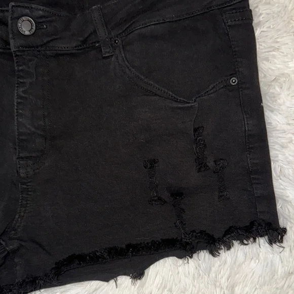 Angel Kiss Black Jean Shorts Distressed Frayed Hem Size 15 - Picture 2 of 3